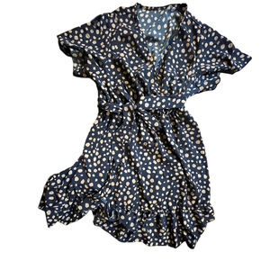 SHEIN Navy and Cream Polka Dot Dress